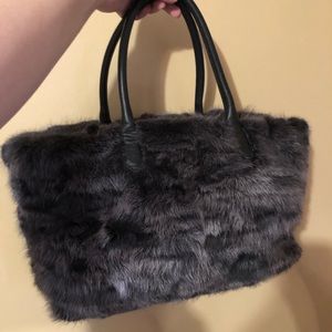 NWT Falor Italia Genuine Leather and Mink Fur Purse